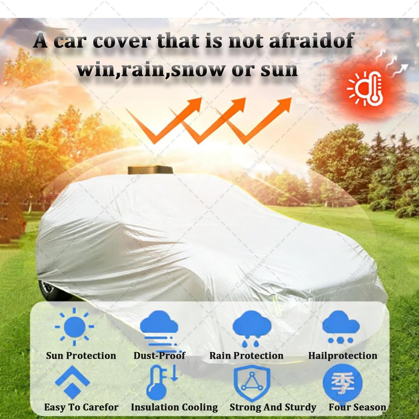 Telo copriauto intelligente con ricarica solare, copertura esterna completa automatica con telecomando, impermeabile e resistente al sole, veloce e comodo per proteggere la tua auto, adatto White-YL