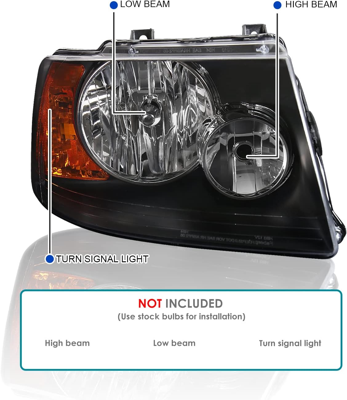 SPEC-D TUNING Black Headlights Front Driving Head Lamps Compatible with 2003-2006 Ford Expedition L+R Pair Head Light Lamp Assembly