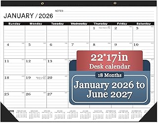 Sponsored Ad - Desk Calendar 2026(January 2026 - June 2027)，2026 Desk Calendar Large 22 x17，2026 Calendar,Classic Black,La...