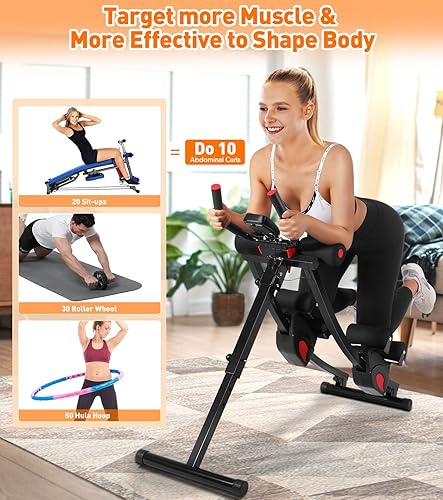 Vista 9 de Ab Workout Equipment, Ab Machine for Women, Adjustable Core Abdominal Exercise Fitness Equipment, Foldable Waist Trainer Ab Crunch Home Gym Systems