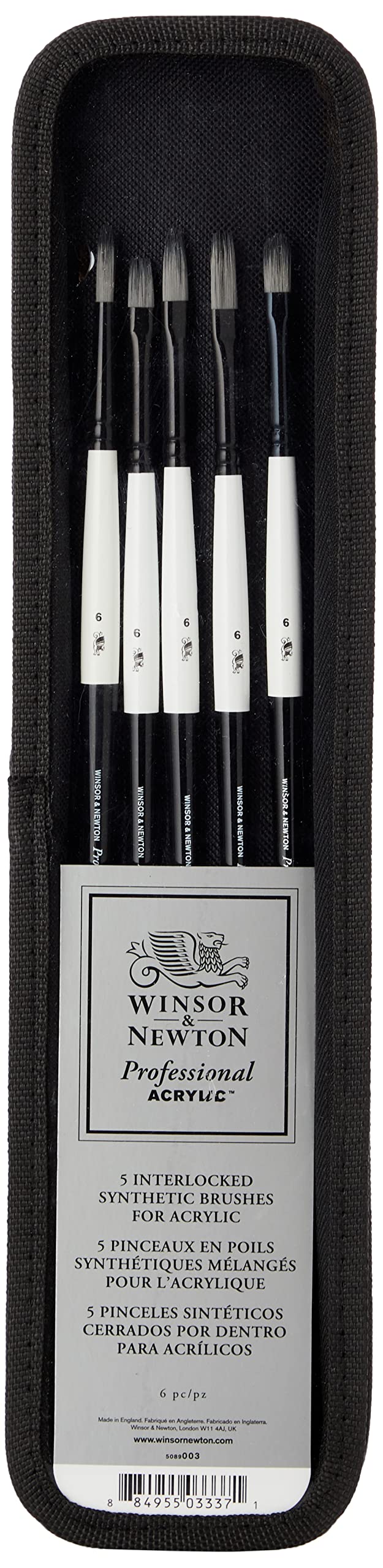 Winsor & Newton Professional Acryl Pinsel langem Griff, 5 Stück