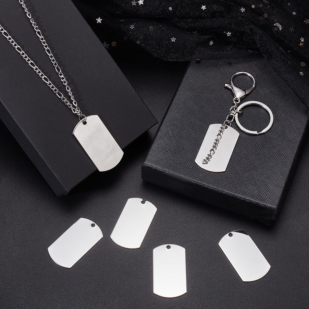 UNICRAFTALE 20 Pièces Grand Rectangle Breloques en Acier Inoxydable - Pendentifs Métal Estampage Étiquette Vierge pour Fabrication de Bijoux 43mm