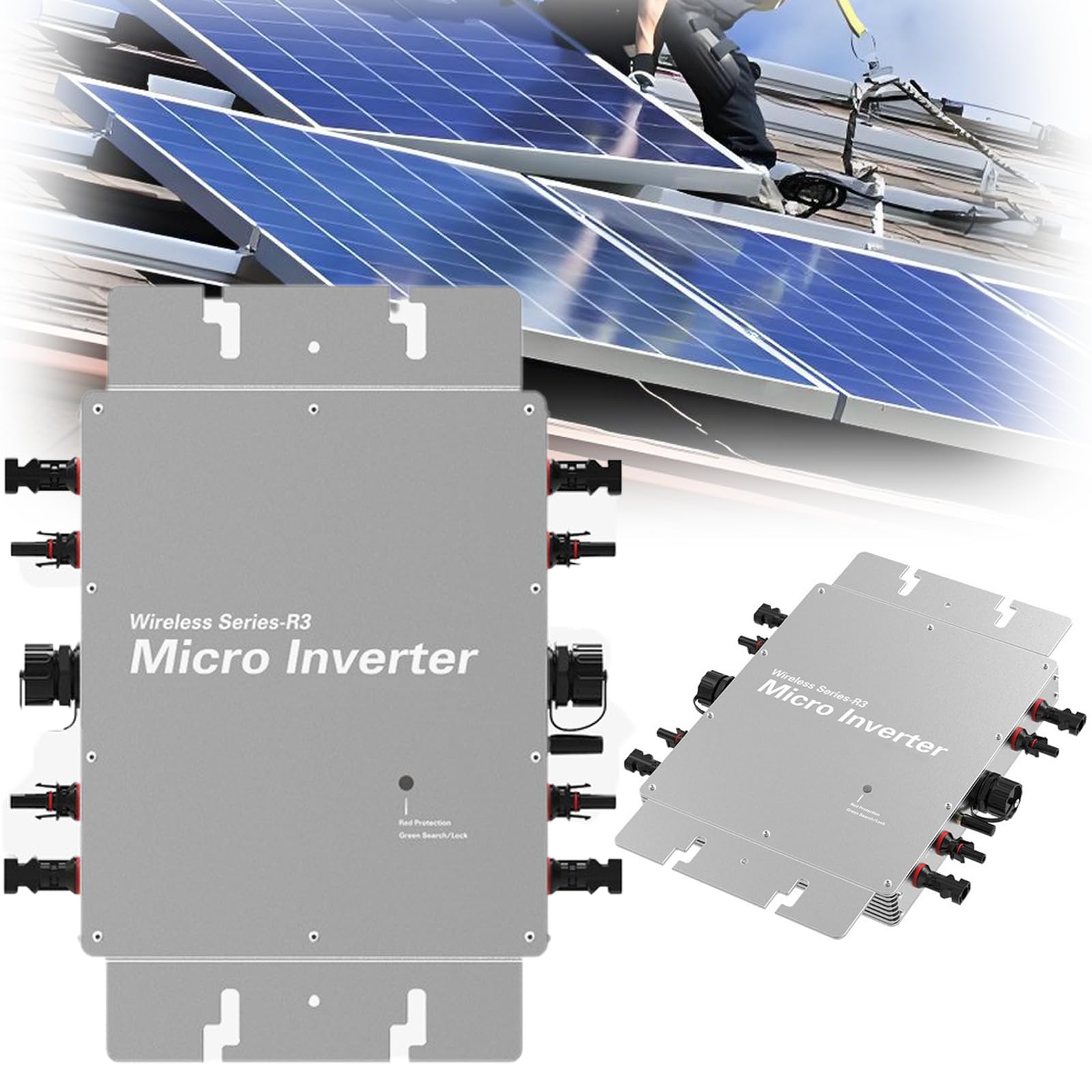 Wodoodporny mikroinwerter sieciowy IP65,samoczynnie chłodzący mikroinwerter solarny,inwerter solarny MPPT z systemem monitorowania Wi-Fi, odpowiedni do 4 paneli słonecznych o mocy 500 W