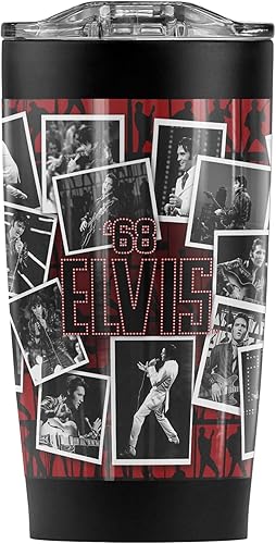 LOGOVISION Elvis OFFICIAL 68 Photos - Vaso de viaje de acero inoxidable de 20 onzas aislado al vacío y doble pared con tapa deslizante a prueba de