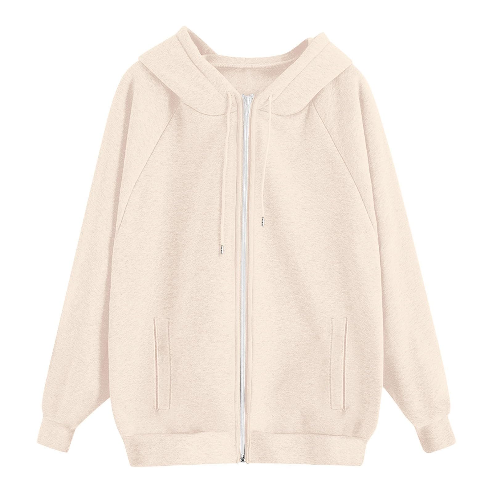 Sweat à capuche zippé 2025 pour femme - Veste polaire surdimensionnée avec cordon de serrage - Joli sweat à capuche léger pour l'automne avec poches
