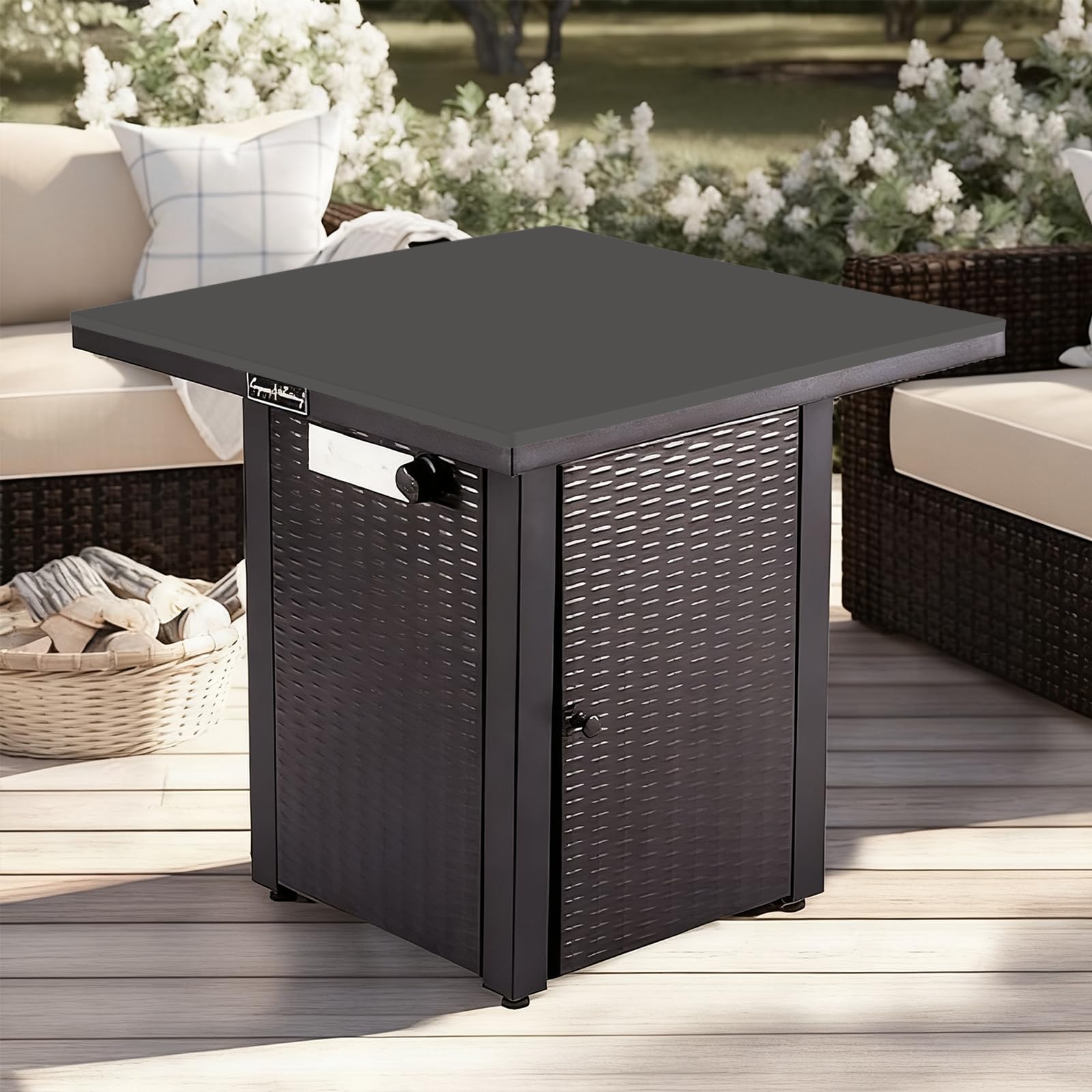 Photo 1 of Silicone Mat for Propane Fire Pit Table, 28 inch Non-Slip Firepit Covers Square, Waterproof Heavy Duty Outdoor Fire Pit Table Cover (Dark Gray)
