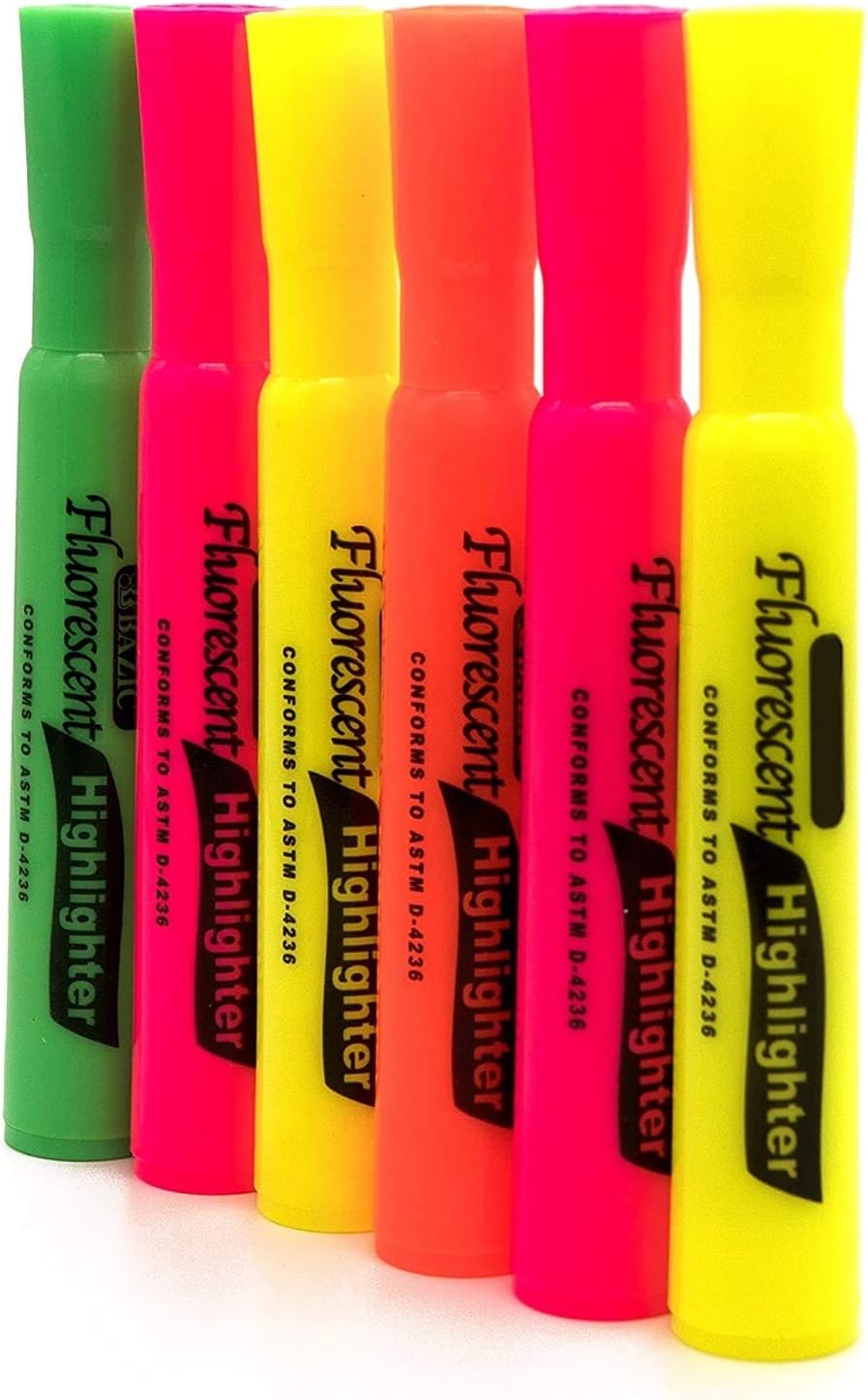 Emraw Assorted Fluorescent Colors Desk Style Smooth Glide Solid Gel Highlighters Student Study Kit - For Office, School & Home (Pack of 6)