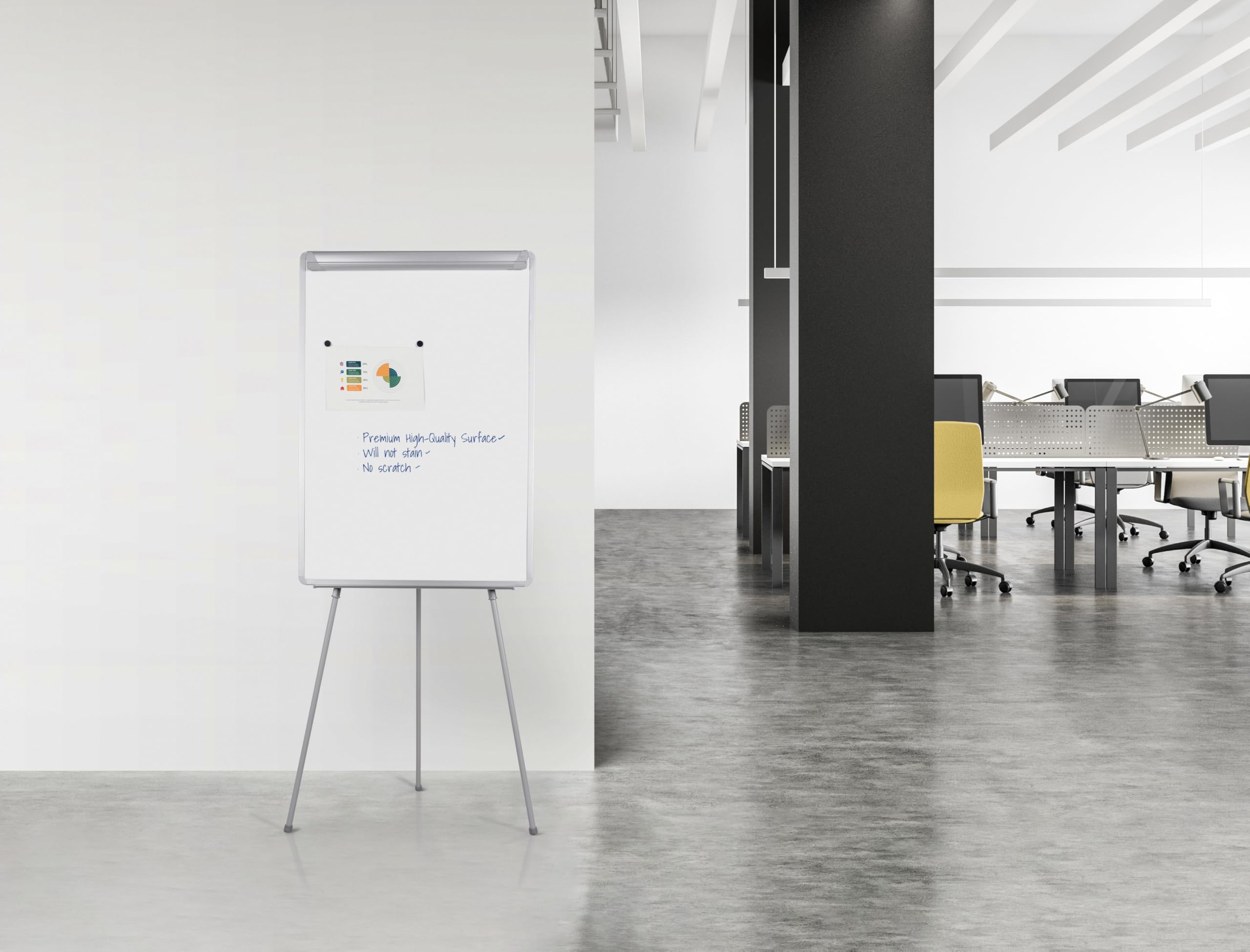 Bi-Office Easy - Chevalet de Conférence Trépied, A1, Magnétique, Gris, Paperboard avec Cadre Aluminium, A1 - 600 x 850 mm