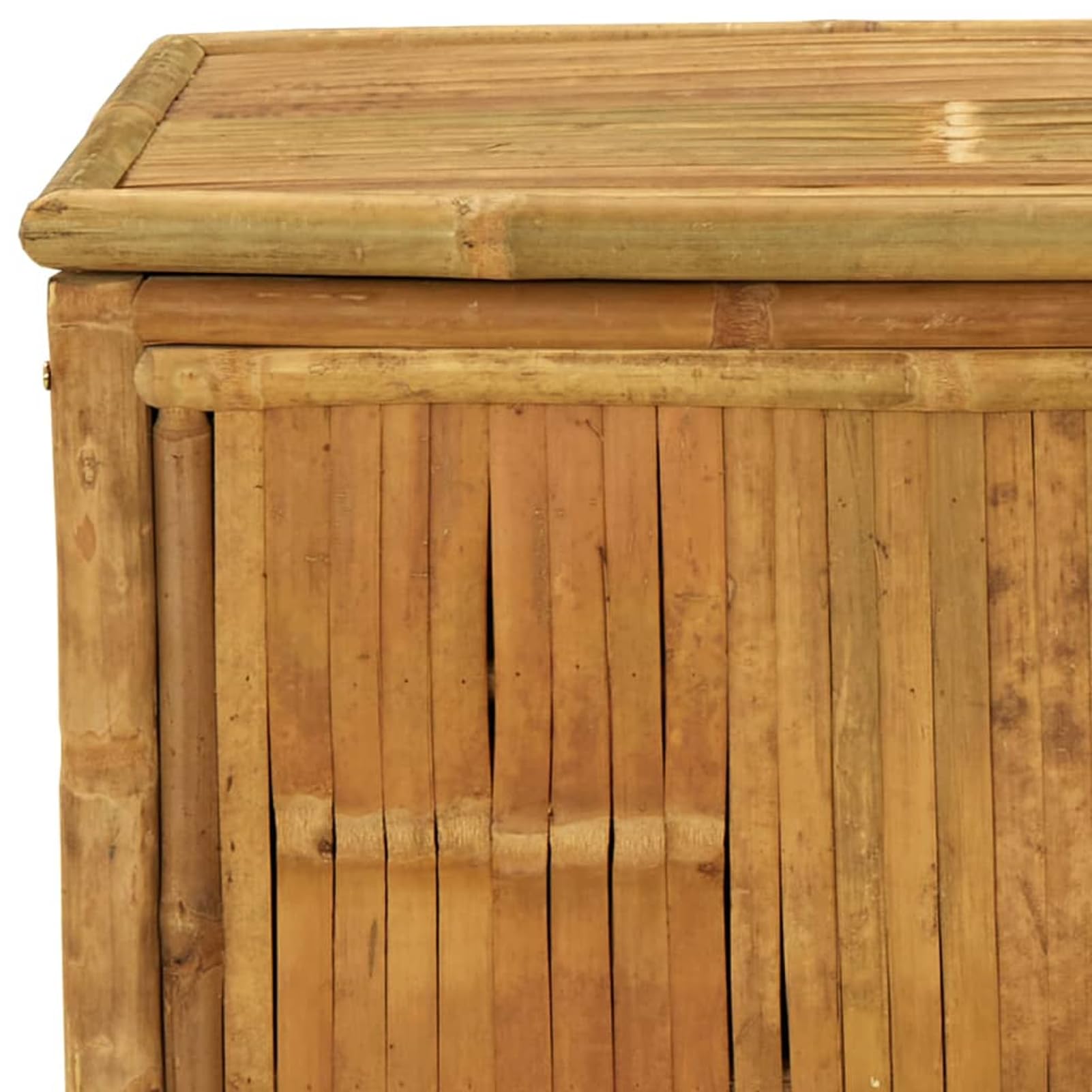 Homgoday Baúl de jardín con tapa y mucho espacio de almacenamiento, para jardín, balcón, terraza, 110 x 52 x 55 cm, bambú
