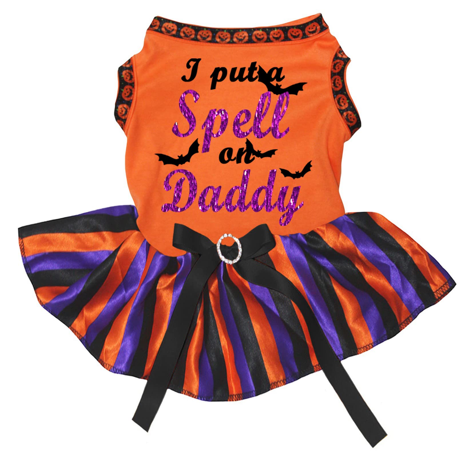 Robe pour chiot orange à rayures pour les balades en famille