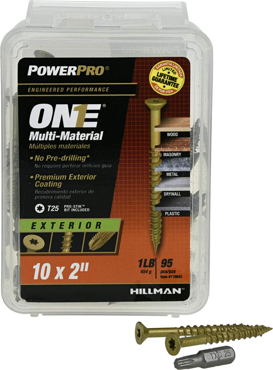 Power Pro One Screws, Flat Head, Bronze Epoxy Coated, #10 x 2-In., 95-Pk. -116843