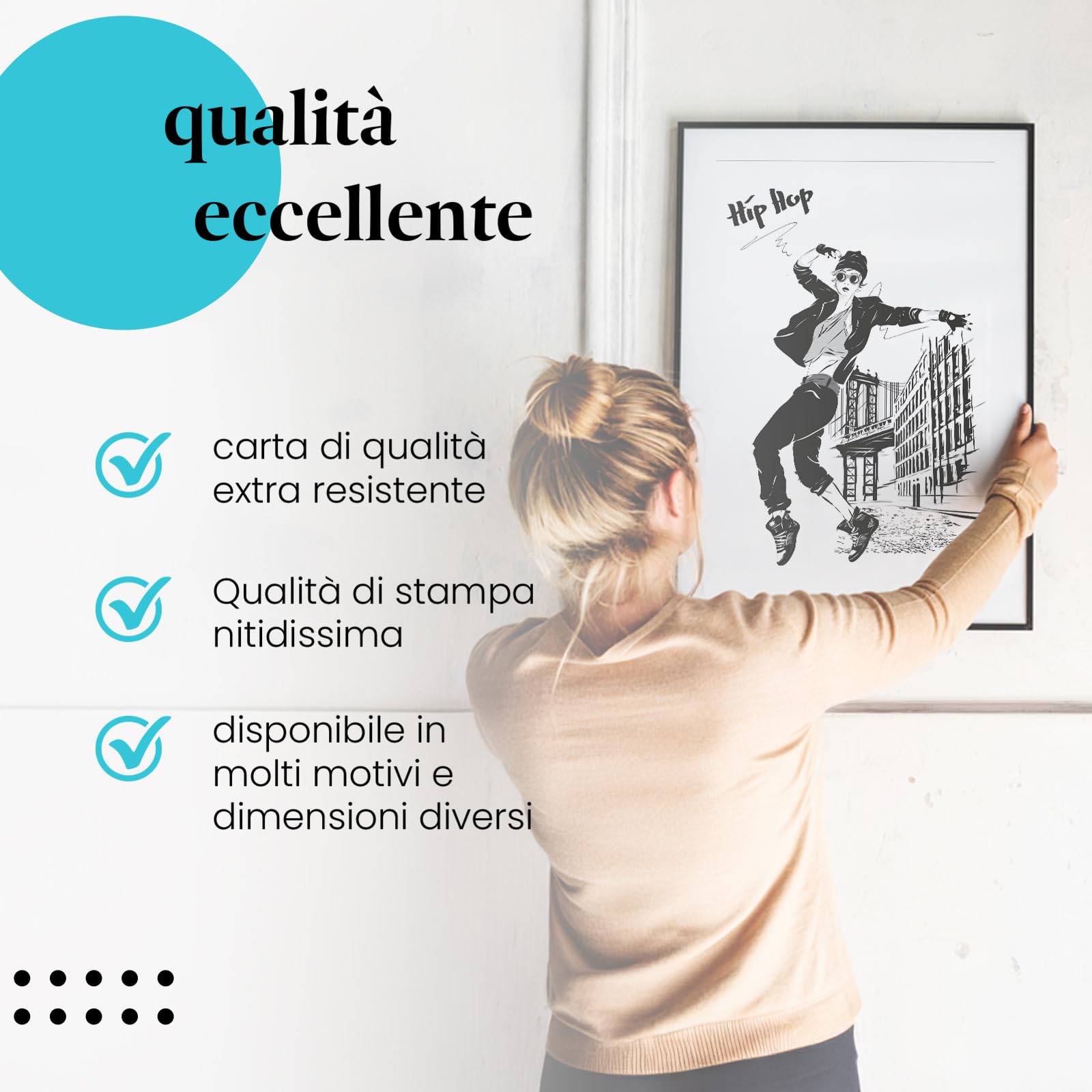 Postereck - 1012 - Poster hip hop, donna che balla musica New York USA - Stampa con Scritta, Decorazione da Parete, Quadri, Idea Regalo - Tela - 100,0 cm x 75,0 cm