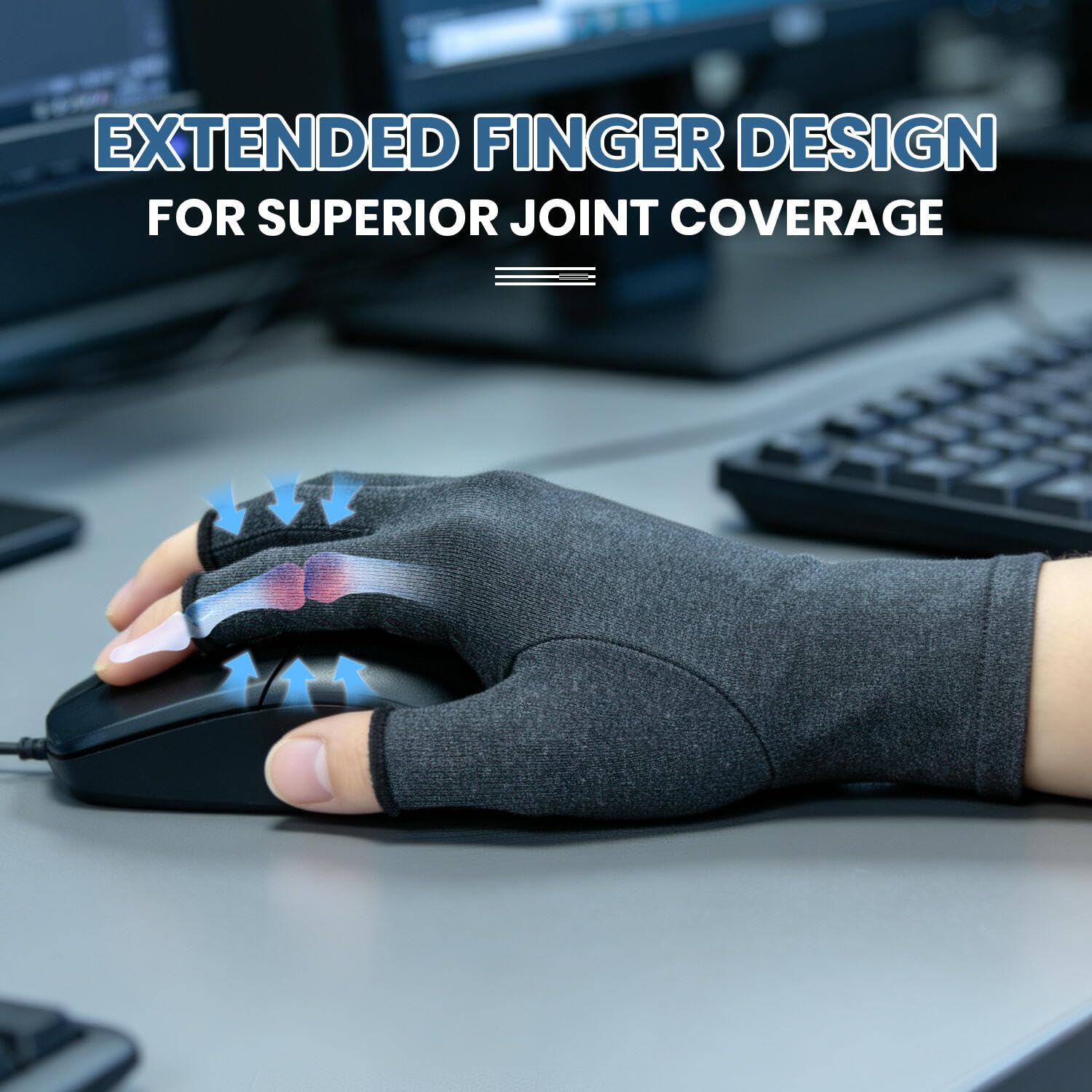2 pares de guantes para artritis, guantes de compresión de mano para reumatoides, alivio del dolor, túnel carpiano, hinchazón, soporte articular, guantes sin dedos para conducir para mujeres