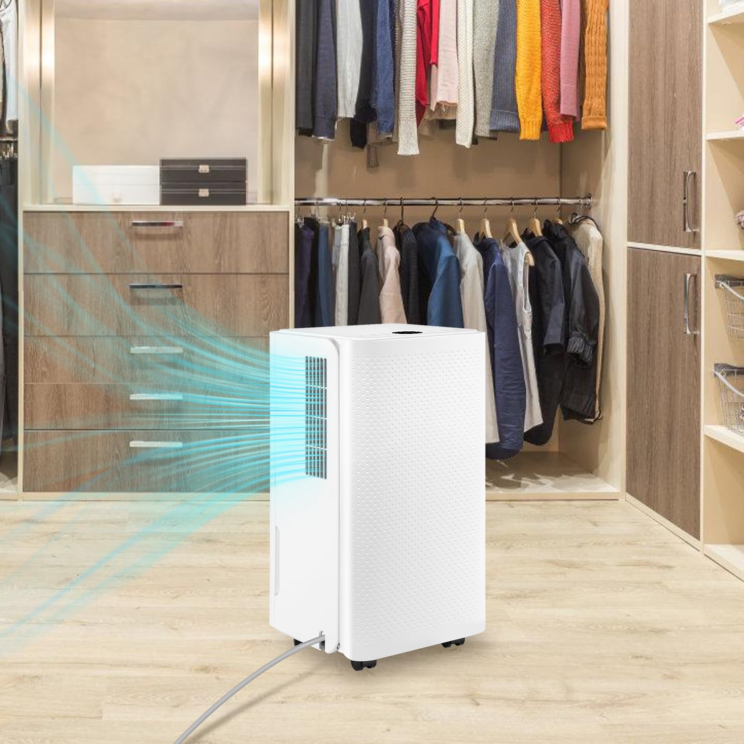 Eulenke Osuszacz powietrza 16 l/dzień, elektryczny osuszacz do pomieszczeń do 30 m², 3 tryby pracy, cyfrowy wyświetlacz, wąż odpływowy, timer, cichy osuszacz pomieszczeń do piwnicy, sypialni, pralni