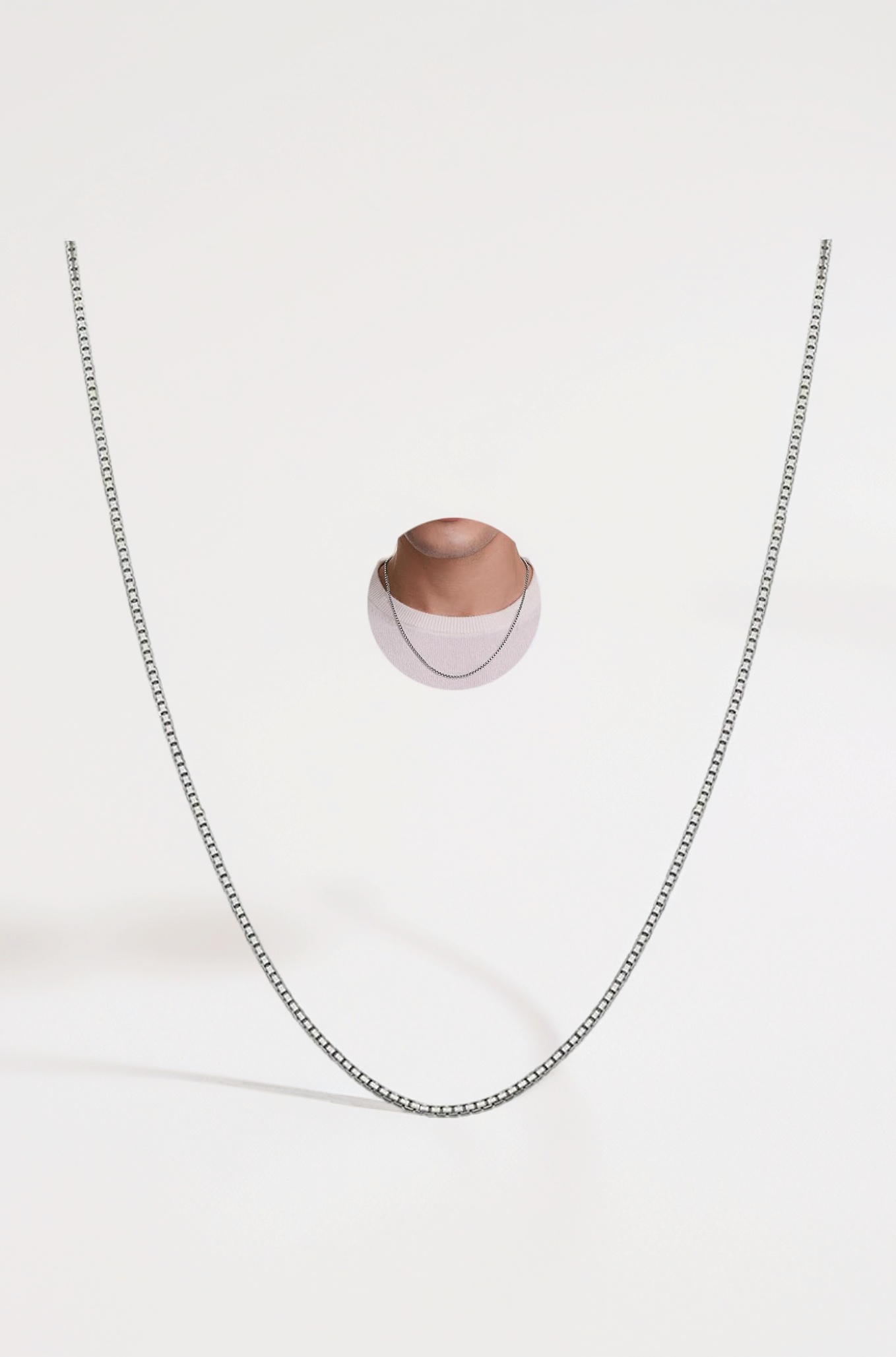 FASHIONS Trendy Silver Plated Stainless Steel Box Chain Western Charm Neck Necklace Chains for Men & Boys (2mm)