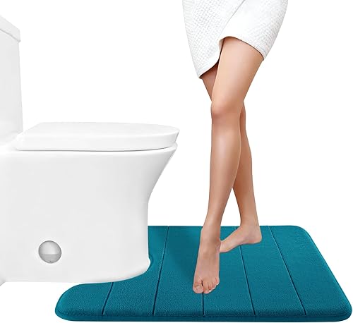 Yimobra Tapete de inodoro de baño de espuma viscoelástica en forma de U, suave y cómodo, súperabsorción de agua, antideslizante, grueso, lavable a