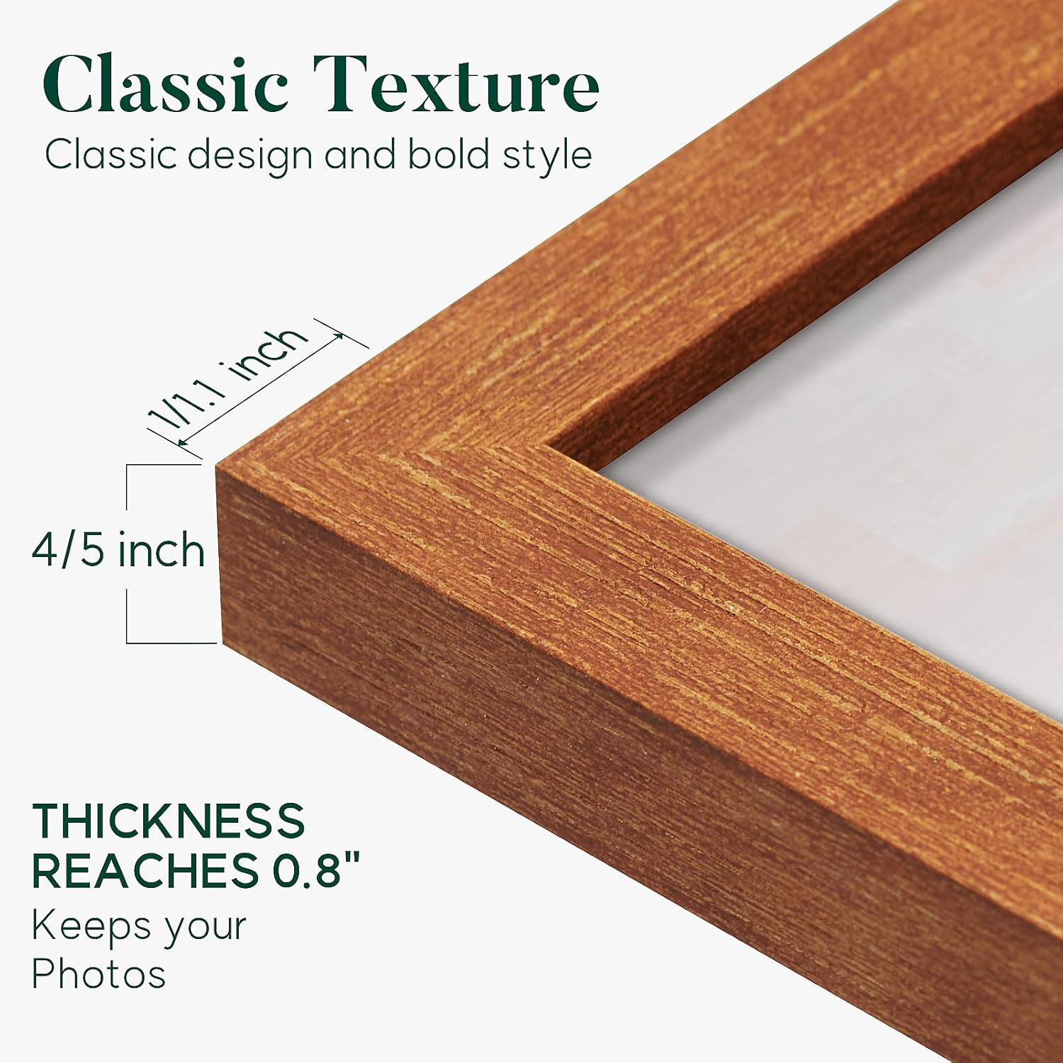 16x16 frame,Distressed Farmhouse Wood Pattern 16x16 picture frame Display 12x12 with mat,Horizontal and Vertical square frame16x16,Plexiglass,Wall Décor,Teak Wood Grain,1Pack Teak 16x16