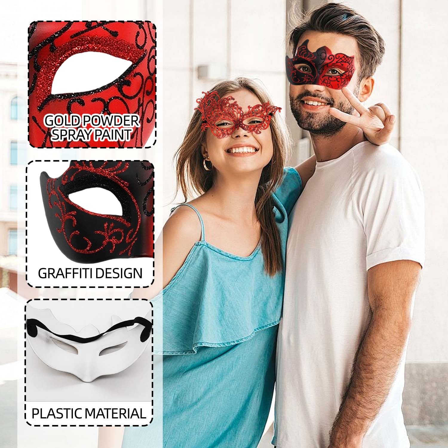 SHIFANQI Masquerade Mask for Men Women Masquerade Ball Masks for Couples Halloween Costumes Lace Eye Mask for Venetian Party Prom - Image 3
