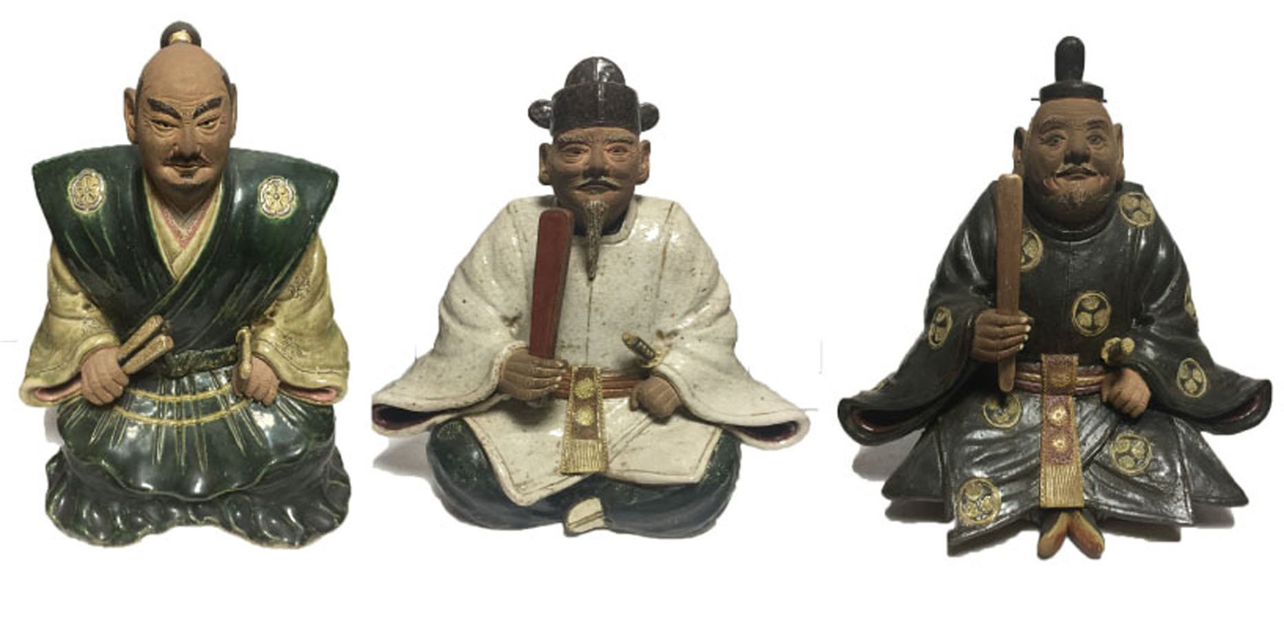 江戸期 ★(陶彫作品)　人物像　骨董 Amazon.co.jp: 三英傑 曽風窯 陶人形作家加藤正明陶彫 約H390mm×W330mm