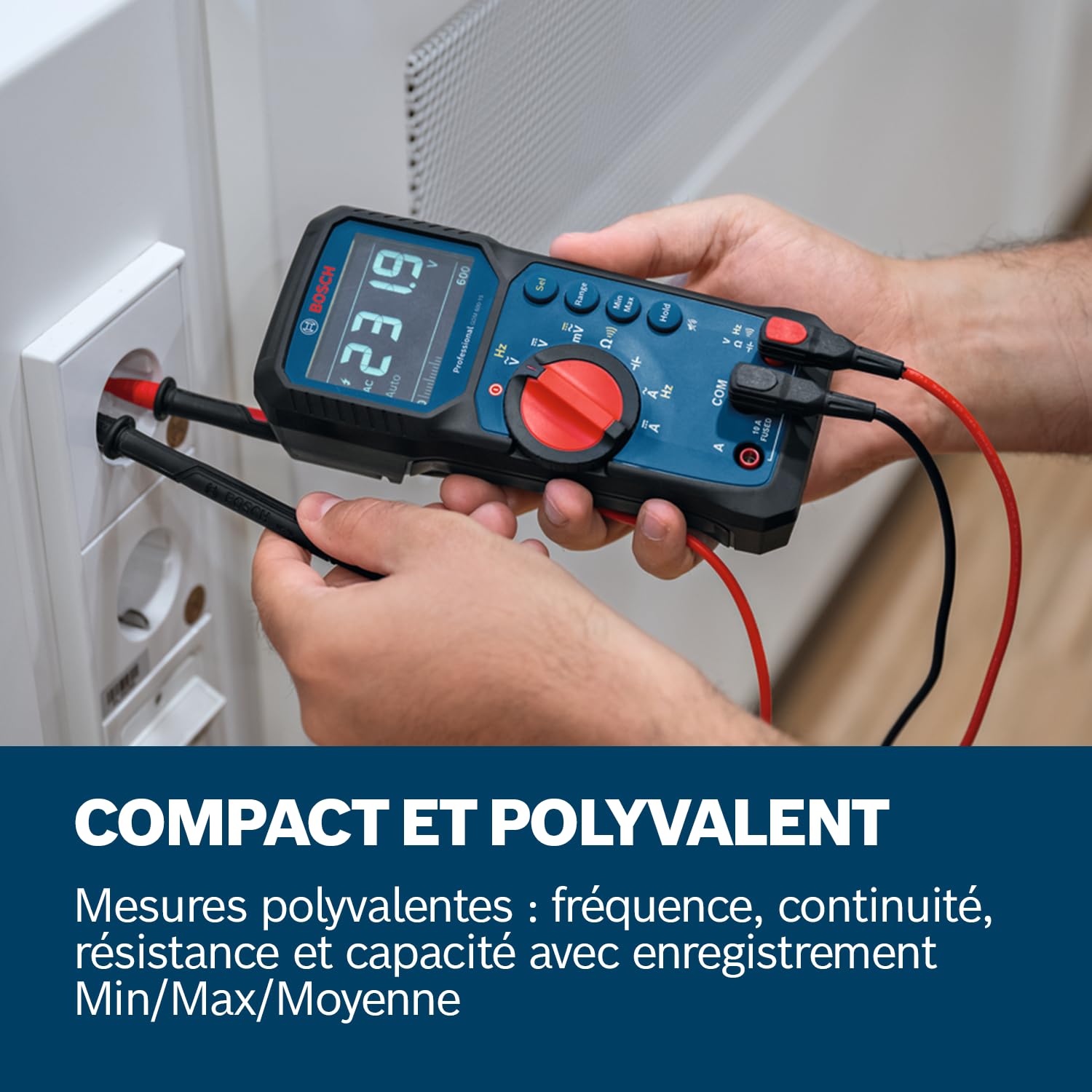 Bosch Professional Multimètre Numérique GDM 600-15 True RMS LCD Inversé Mesure Fréquence Continuité Résistance Capacité