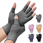 DRNAIETY 2 Pairs Arthritis Compression Gloves- for Hand Arthritis, Carpal Tunnel Pain, Rheumatoid Arthritis, RSI, Fingerless, Anti-Slip, Breathable Gloves for Men & Women, Typing, Daily Use(XL, Gray)