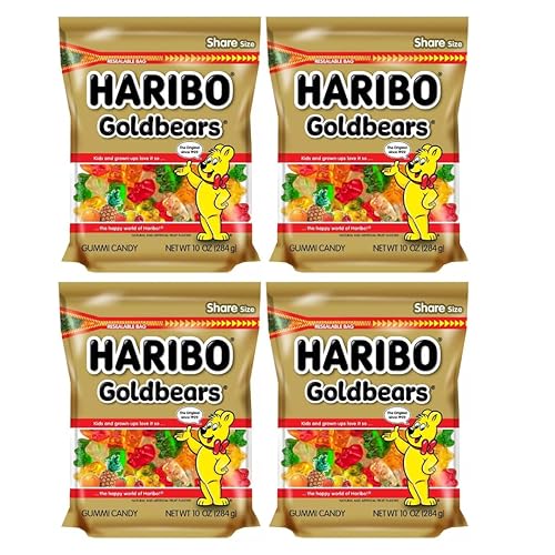 Goldbears Gummy Bears, Classic Gummy Bear Candy, Large 10 oz. Resealable Bags, Pack of 4 by Lyza's Sweets & Treats