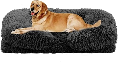 Camas para perros grandes, cama ortopédica para perros medianos y grandes, parte inferior antideslizante y espuma para huevos con funda extraíble