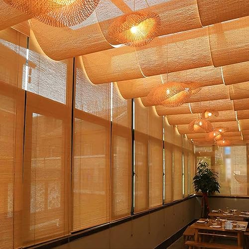 Miniatura 6 de 55 % de filtros de luz, pantalla transpirable de bambú, enrollable, persianas enrollables de bambú, cortina romana, privacidad de carbonización,