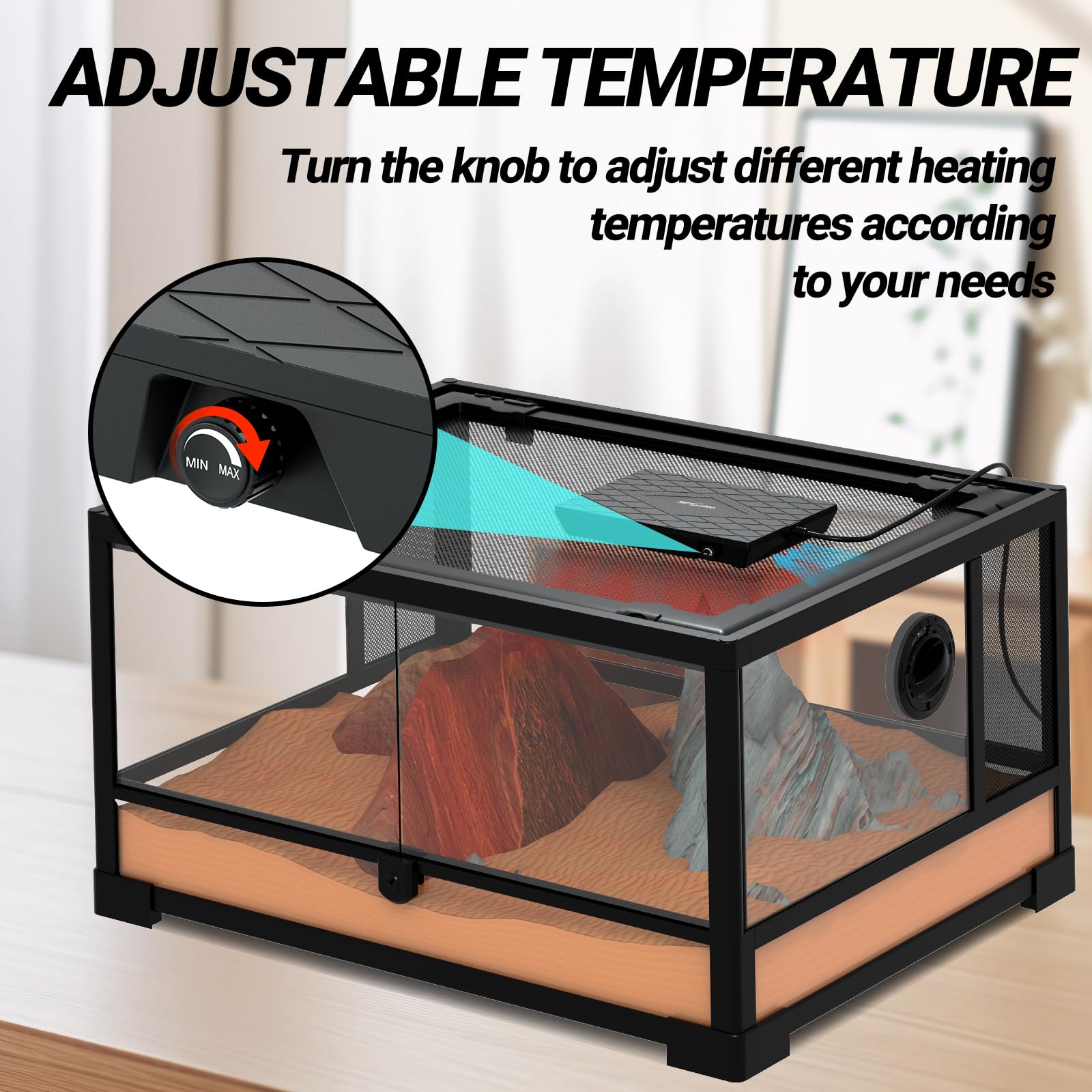REPTI ZOO Reptile Heat Panel Adjustable Temperature Reptile Heating Plate, Non-Light Heating Solution with Expanded Heating Range for Hermit Crabs/Leopard Geckos/Turtles/Snakes/Lizards - image 6