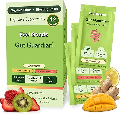 Miniatura 9 de Feel Goods Gut Guardian, Mezcla de bebida en polvo para la salud digestiva, polvo de fibra probiótica con prebióticos y L glutamina para la salud