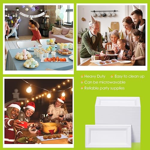 Miniatura 7 de Tanlade 400 platos rectangulares desechables de 5 x 10 pulgadas, platos para servir a granel, platos rectangulares de fibra de bagazo de caña de