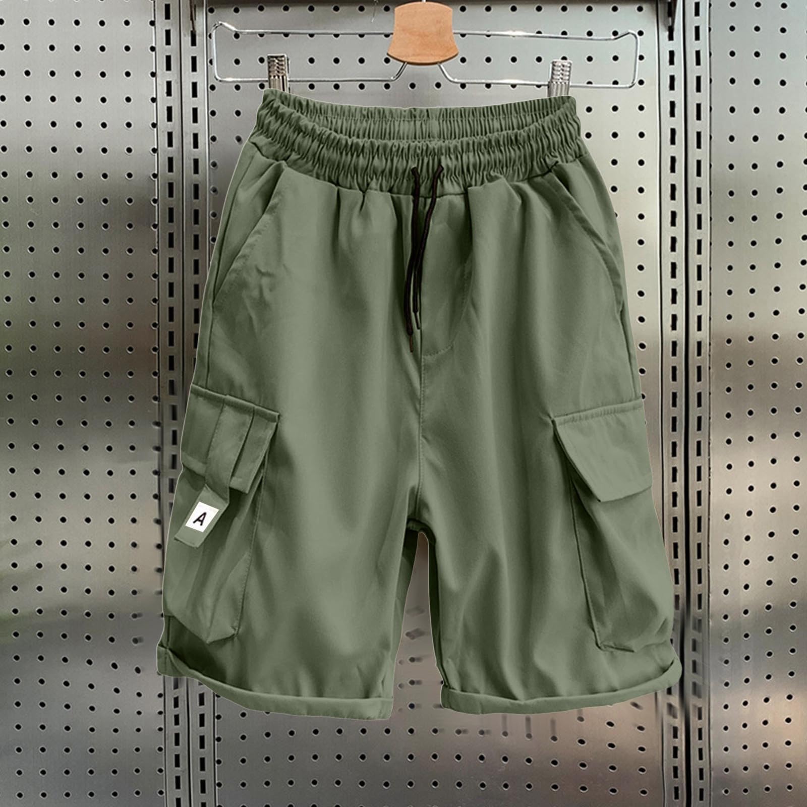 Pantaloncini cargo da uomo, elasticizzati, lunghezza al ginocchio, chino a