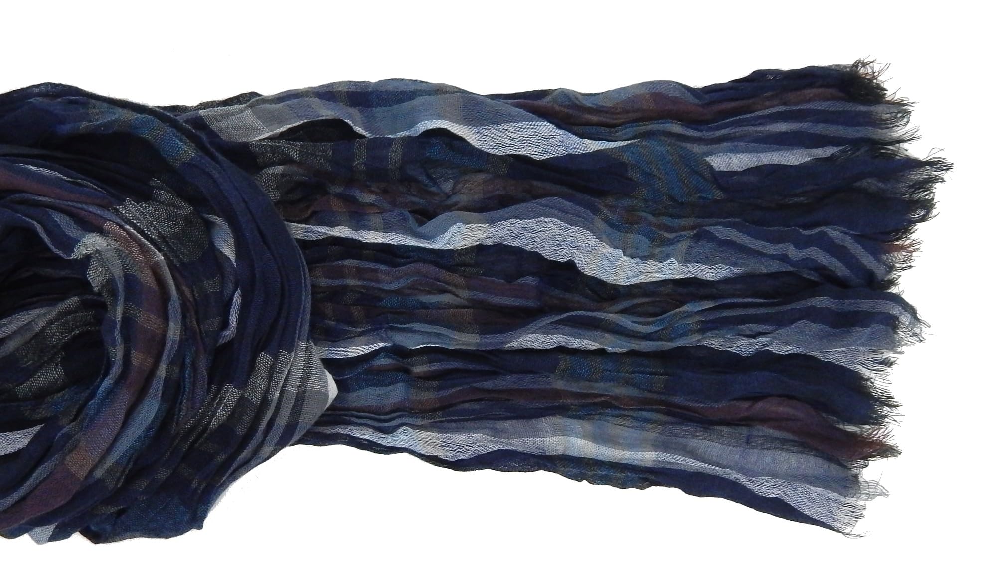 Ella Jonte schöner weicher Herrenschal Casual-Style blau beerenfarben gestreift Viskose
