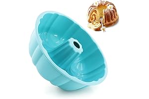 9.5 Inch Silicone Fluted Pans, Non-Stick Fluted Bundt Cake Pan with Handle