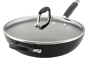 Anolon Advanced Nonstick Deep Frying Pan/Skillet with Lid, 12 Inch, Onyx