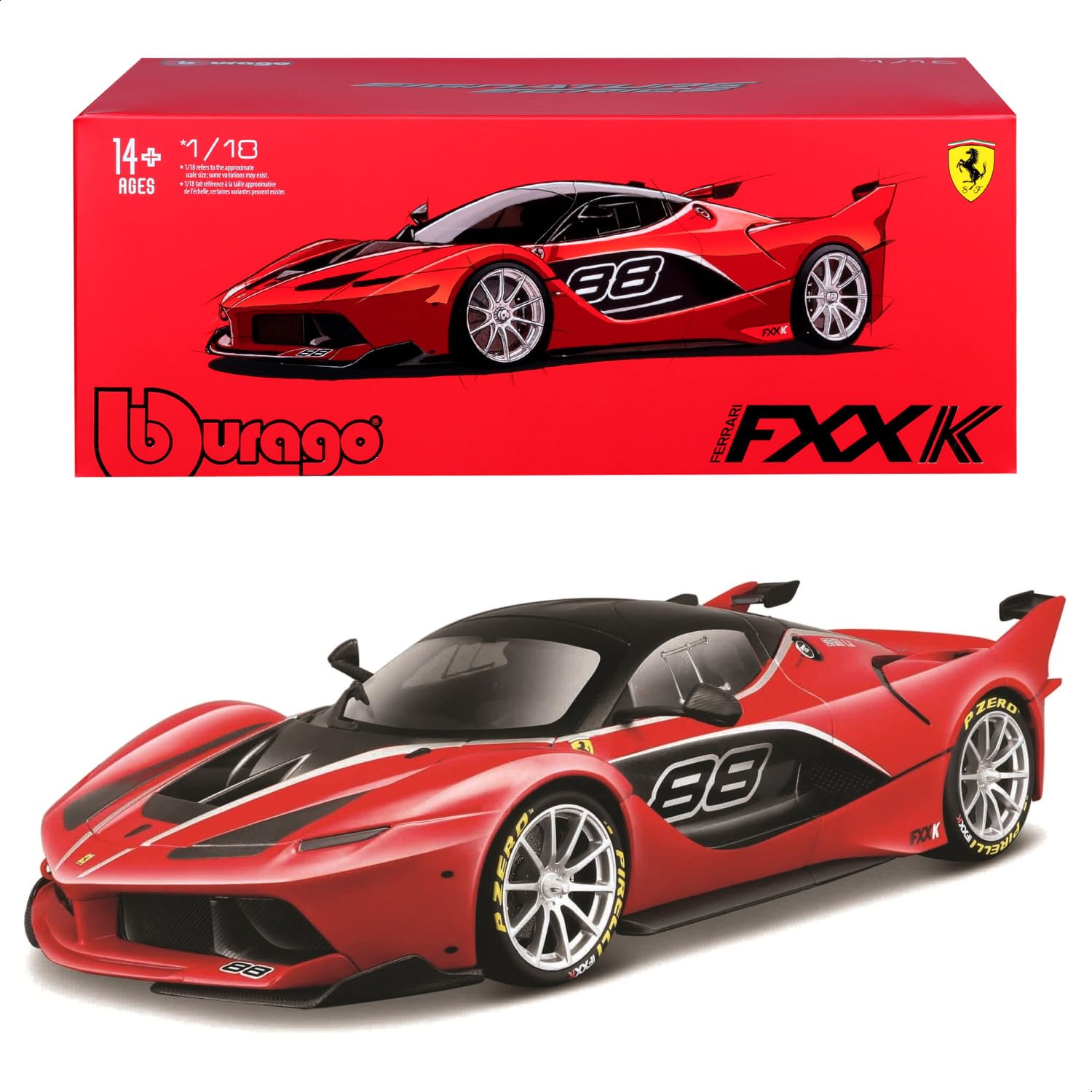 18-16907RD Signature 1/18 Scale Diecast - 18-16907 Ferrari FXX K Supercar Red, Multicolor