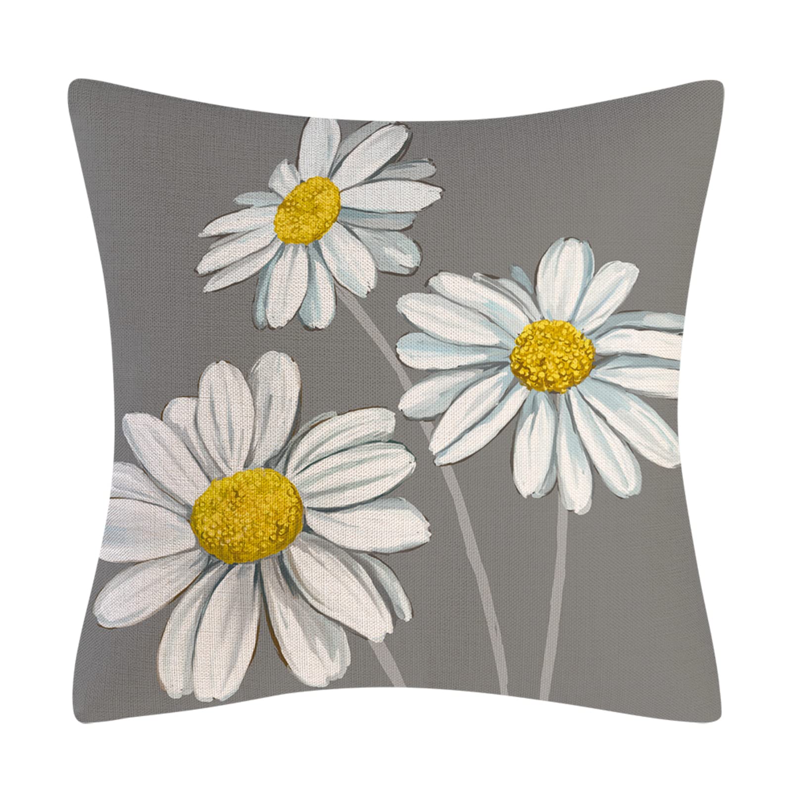 Set di 4 federe per cuscino a forma di margherita, in lino, 40 x 45 cm, per divano letto, casa, auto, giardino, idea regalo (grigio)