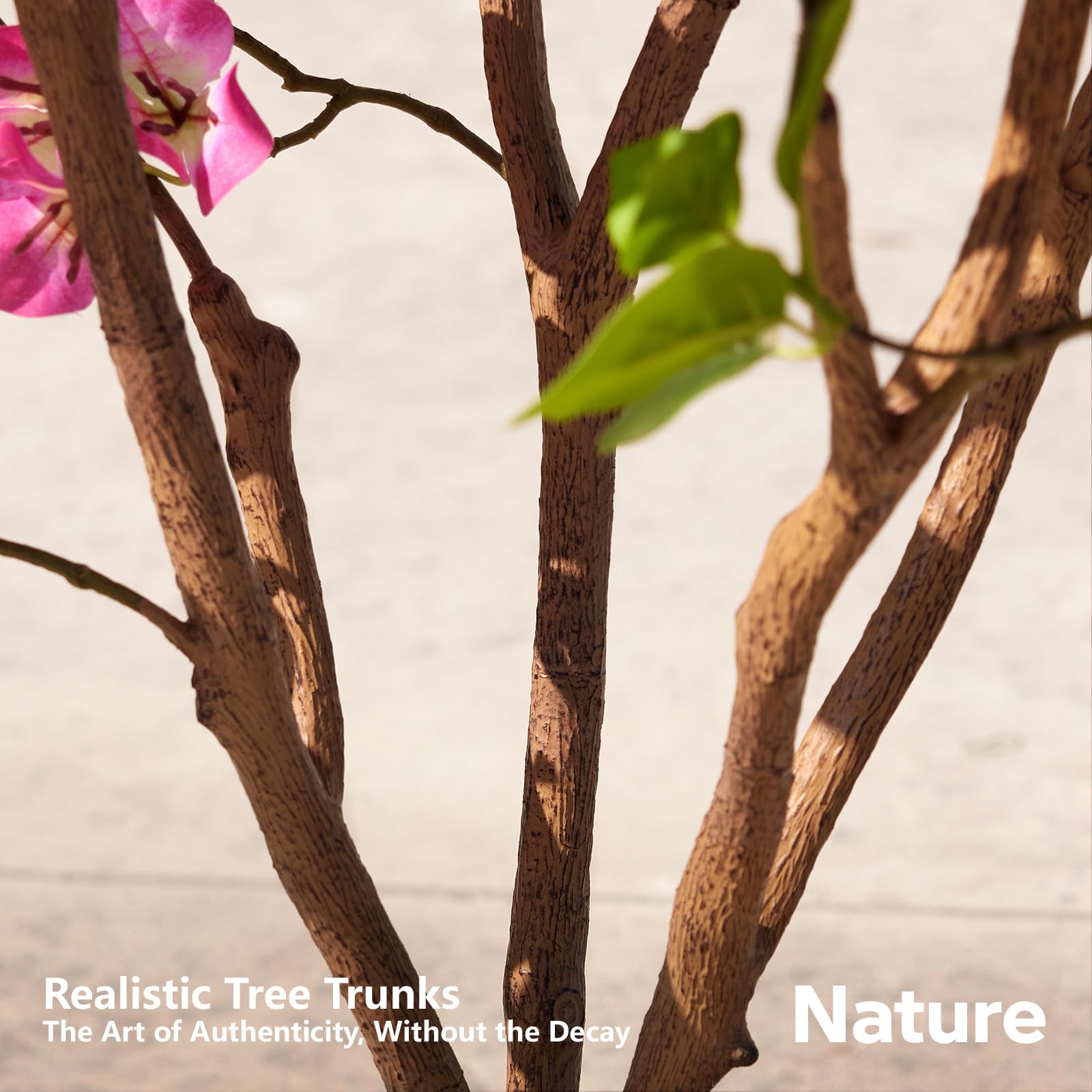 VeriNatural Künstliche Bougainvillea 120 cm mit Topf, UV-beständig | PE-Blätter, kräftig pinke Blüten, formbare Zweige, 3,5 kg Standgewicht, für Wohnzimmer, Balkon, Terrasse und Büro