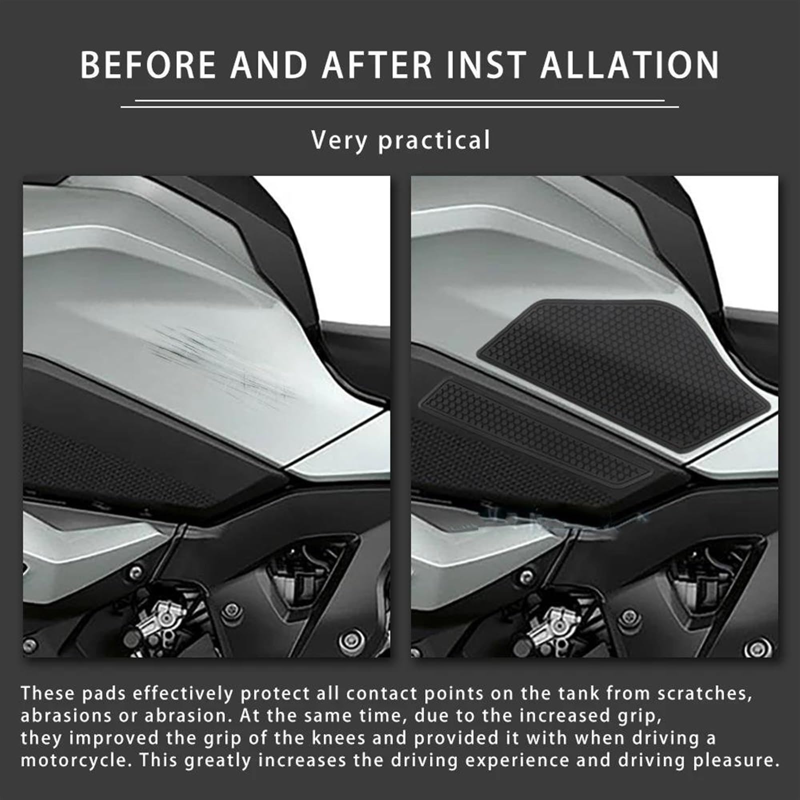 Protector Depósito Almohadilla tanque combustible lateral para motocicleta, pegatinas protectoras, almohadilla tracción para agarre rodilla, para BMW S1000XR 2020 Protector Depósito Tanque Moto
