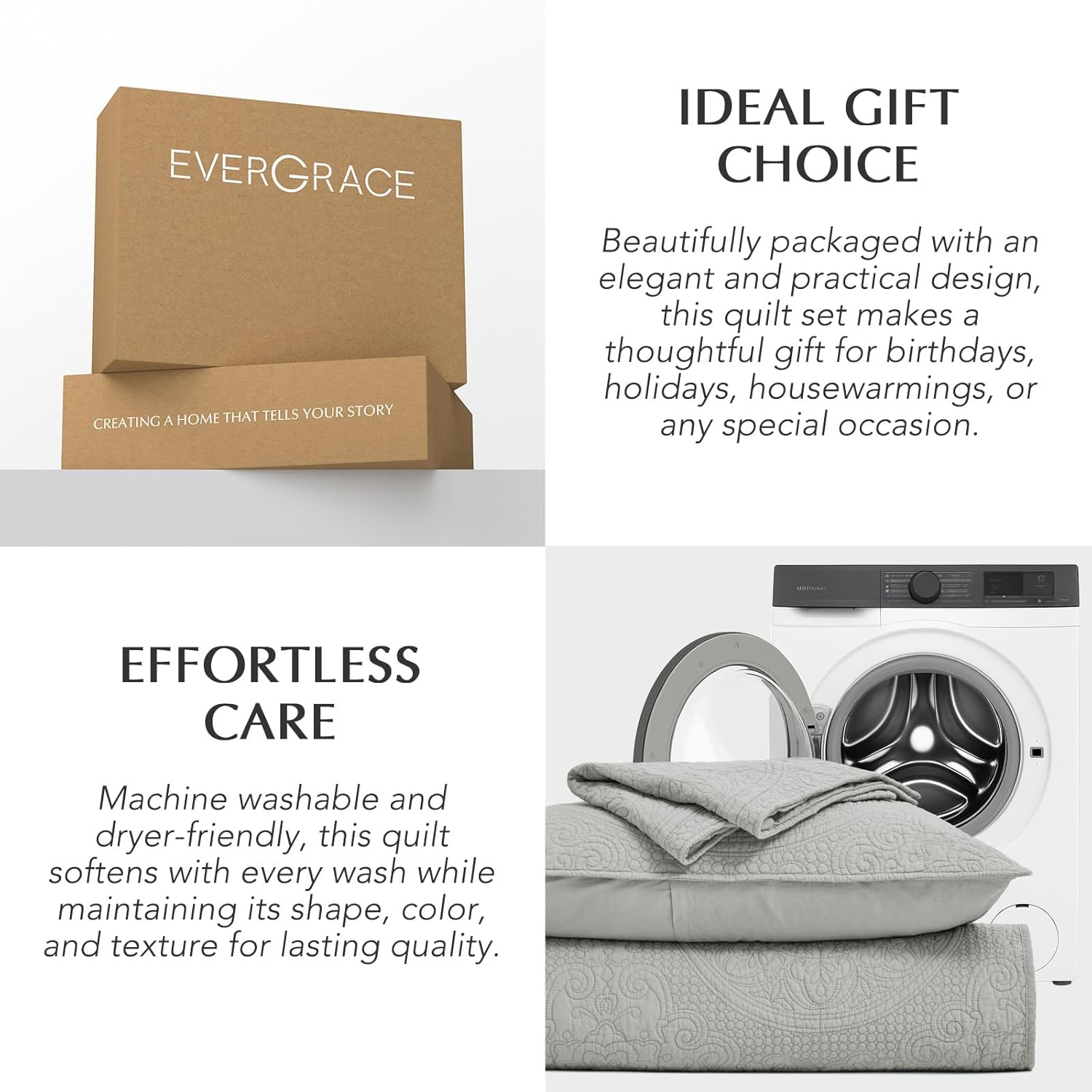 EVERGRACE Medallion Stitch Cotton Quilt Set King Size, 3-Piece 100% Cotton Quilted Bedspread Coverlet Bedding Set with Pillow Shams, Oversized Lightweight Soft & Breathable All-Season, Fog Gray | Medallion Stitch, 100% Cotton, Pre Washed, Oeko-Tex Certified, Skin Friendly, Lightweight
