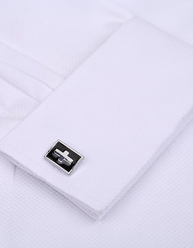Miniatura 4 de Alimens & Gentle - Camisas de vestir con puño francés para hombre, manga larga, ajuste regular, camisa formal con gemelos para esmoquin