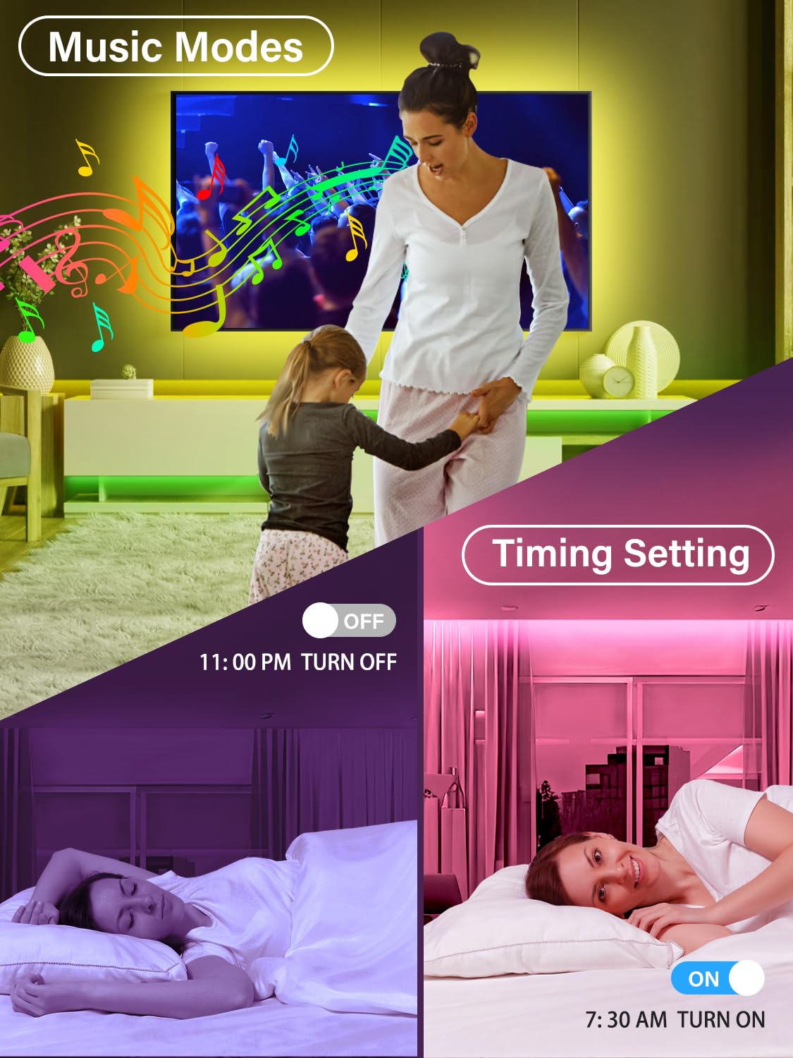 Ledagic - Luces LED para TV, luz de fondo de TV de 20 pies para 32-80 pulgadas, tira de luz USB con control remoto, control de aplicación, tira de luces RGB sincronización de música, luces LED que