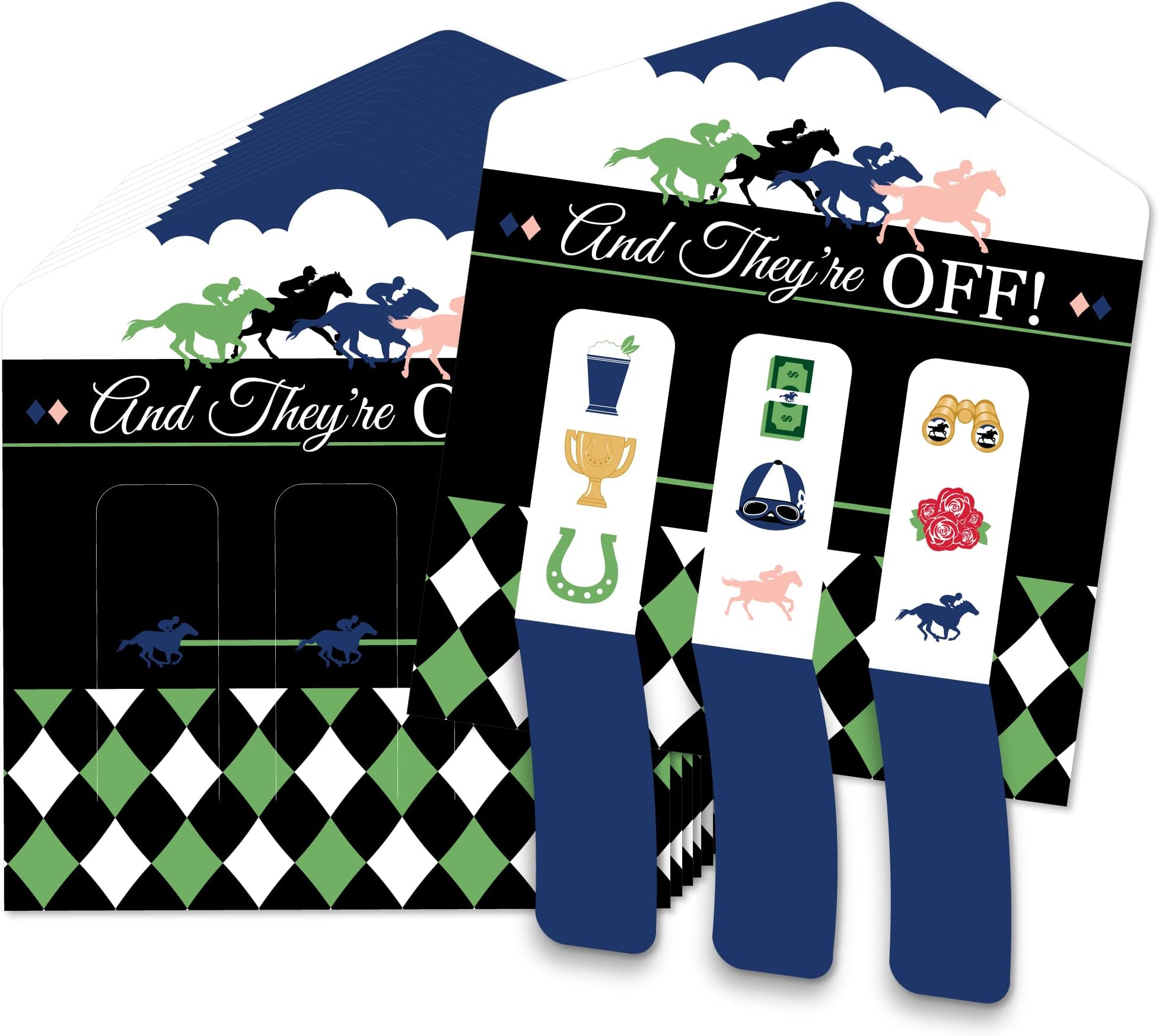 Big Dot of Happiness Kentucky Horse Derby Party Supplies - Race Pull Tab Game Cards - Interactive 3-in-a-Row Party Entertainment - Double-Sided Winner Cards - Set of 12