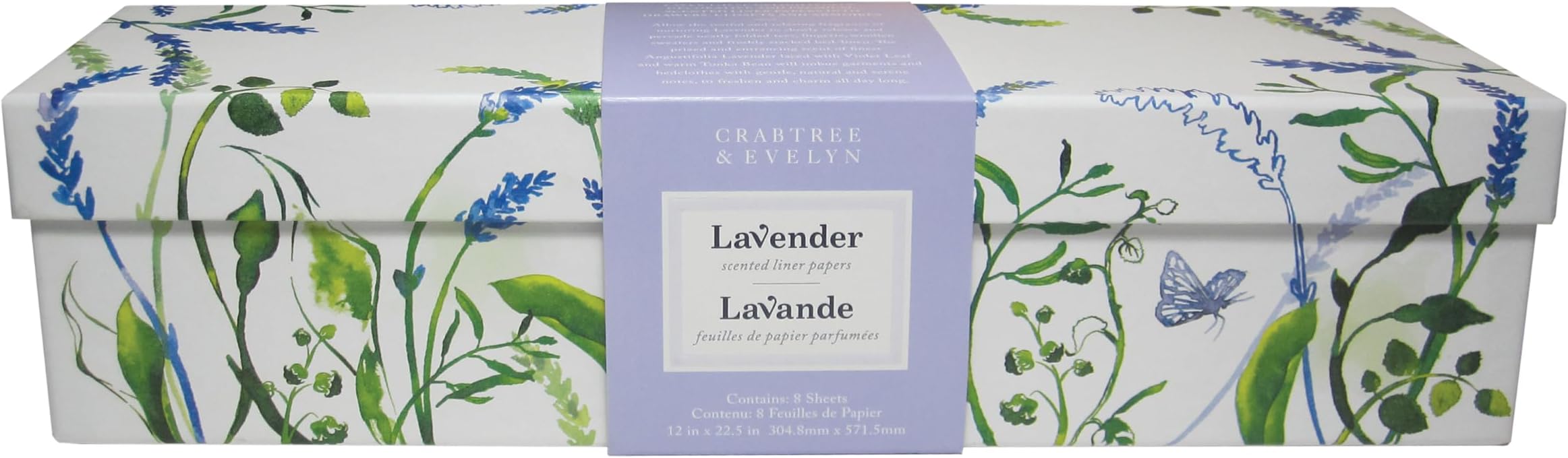 Crabtree & Evelyn Lavender Scented Drawer Liners 8 Sheets (12 inch x 22.5 inch Each)