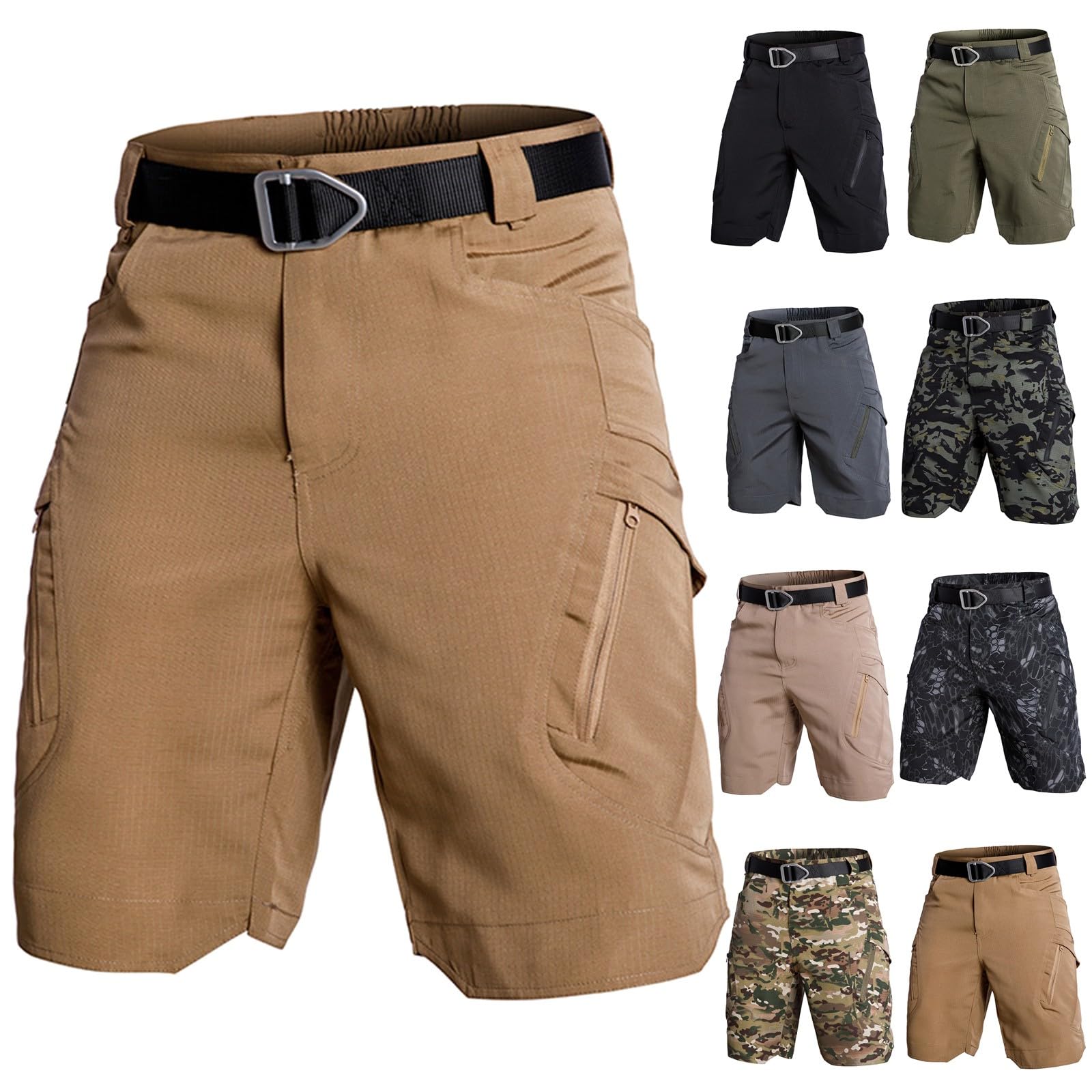 lcyhony Mens Cargo Shorts Relaxed fit Stretch Tactical Waterproof Shorts Multi Pockets Lightweight Comfy Outdoor Hiking Pants Mens Short Casual Summer Outfits for Men Flex Camo Tactical Pants