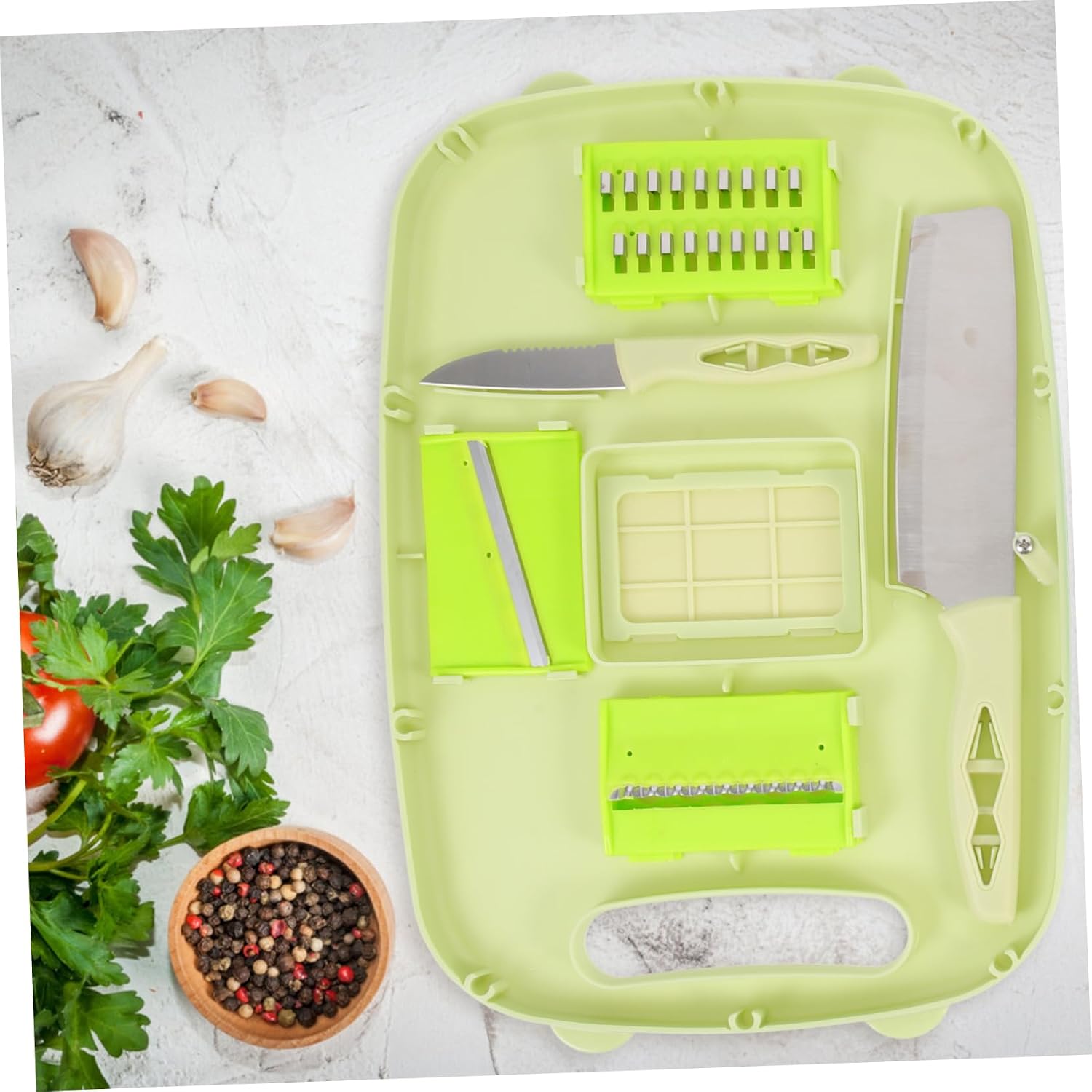 SECFOU Multifunctional Chopping Board Drain Basket Kitchen Cutting Board Vegetable Fruit Slicer Rv Camping Kitchen Supply