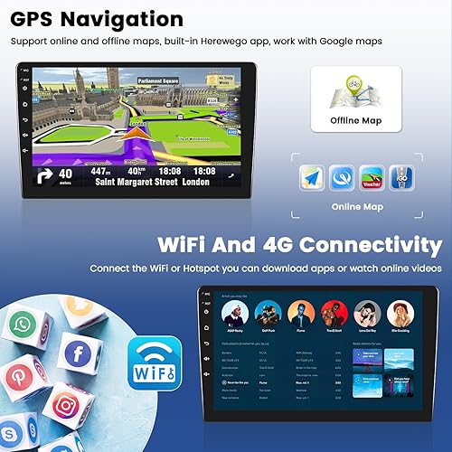 Miniatura 4 de Estéreo de coche Android 2G+32G para Toyota Tacoma 2005-2013, Apple CarPlay inalámbrico y Android Auto, pantalla táctil de 9 pulgadas, radio de