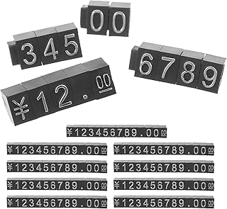 10pcs Metal Price Tags Numbers Black Background Silver Digits 0.6 X 5.7cm Price Blocks for Jewelry and Retail Display for Store Shelving and Advertising