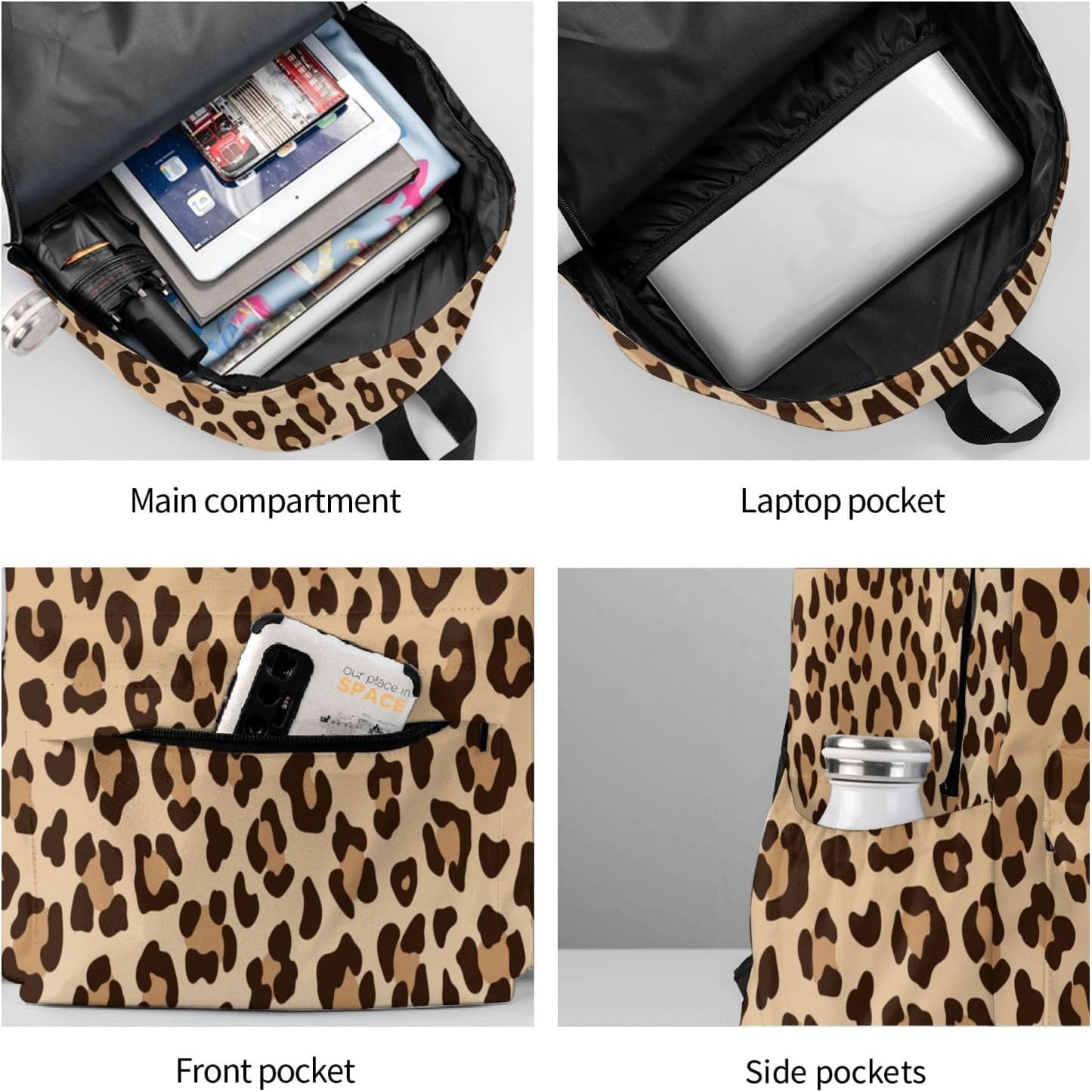 Leopard Print Laptop Backpack For Men Women, Lightweight Daypack Cheetah Animal Skin Bookbag For Daily Commutes Business Travel Hiking - Image 6
