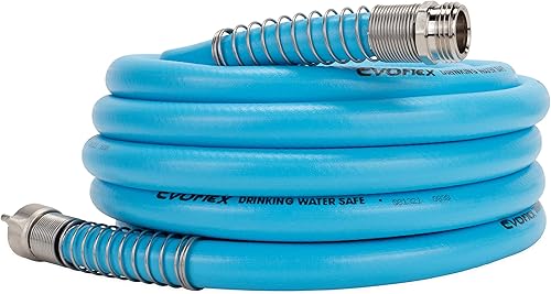 Camco EvoFlex - Manguera de agua de 25 pies Manguera de agua potable para autocaravana no contiene plomo, sin BPA ni ftalatos, diseño flexible con